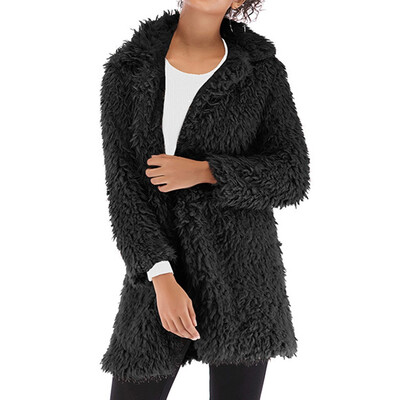 

Tailored Fashion Women Casual Loose Long Sleeve Solid Color Plush Tops Coat