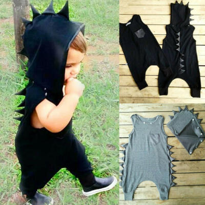

Toddler Baby Boy Dinosaur Kids Romper Jumpsuit Hooded Outfits Summer Clothes Set