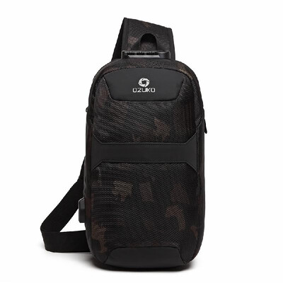 

ozuko Portable Fashion Large Capacity Multi-Function Man Chest Bag Waterproof Anti-Theft USB Charge Port Chest Pack With Lock