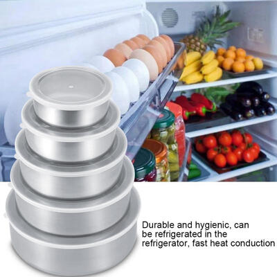 

Greensen 5 Units Stainless Steel Food Freshness Seal Bowl Storage Preservation Box