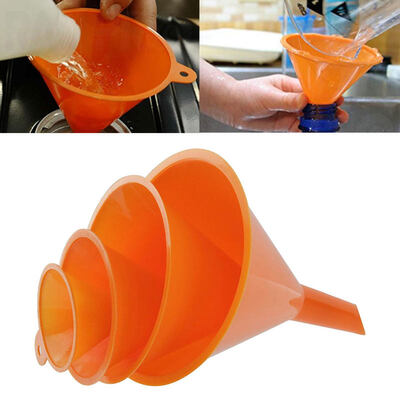

4PcsSet Plastic Funnels Pour Oil Fuel Petrol Hopper Kitchen Car Refueling Tool