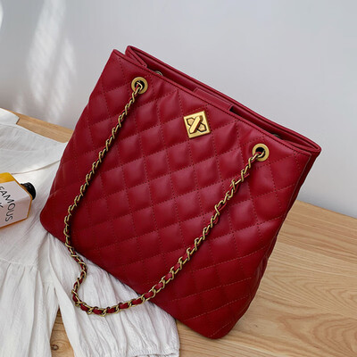 

French minority large capacity women 2019 new fashion autumn&winter network celebrity rhombog chain bucket bag