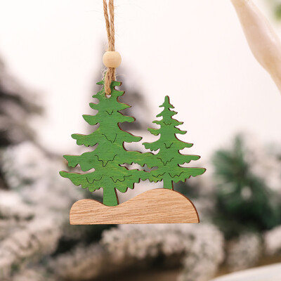 

Siaonvr 1PC Wooden Hanging Christmas Tree Cabin Elk Car Ornament Xmas Party Home Decor