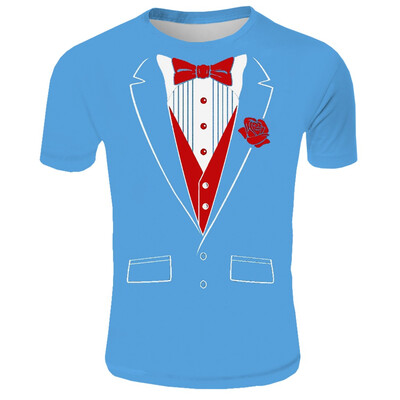 

Toponeto Mens New Summer T-shirt With Round Neck Short Sleeve Blue Flame 3D Printed Top