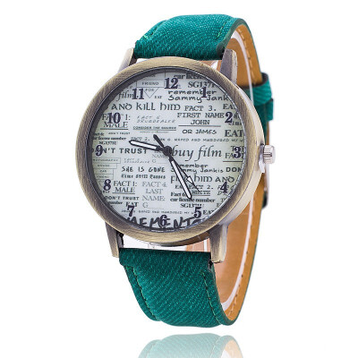 

Retro canvas simple garble straps graffiti watches Korean denim personality male&female students couple table