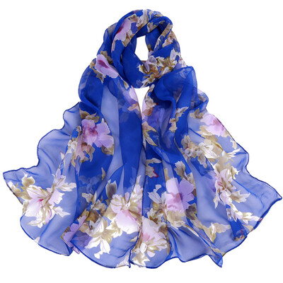 

Gobestart Fashion Women Peach Blossom Printing Long Soft Wrap Scarf Ladies Shawl Scarves