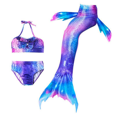 

3pcs Girls Fish Tail Princess Swimsuit Bikini Set Kids Cute Cosplay Costume