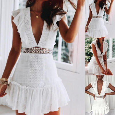 

Women Summer Boho Short Mini Dress Evening Cocktail Party Beach Dresses Sundress