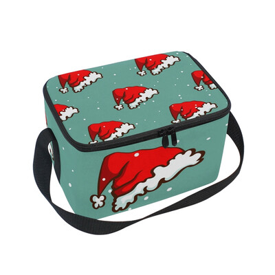 

ALAZA Lunch Box Insulated Lunch Bag Large Cooler Santas Hat Tote Bag
