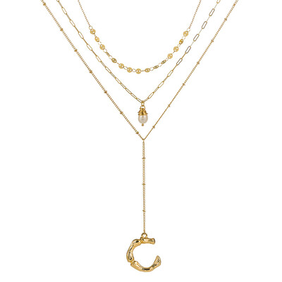 

Gold Color Initial natural freshwater pearl Necklace Personalized Letter Necklace Jewelry For Women Accessories Girlfriend Gift