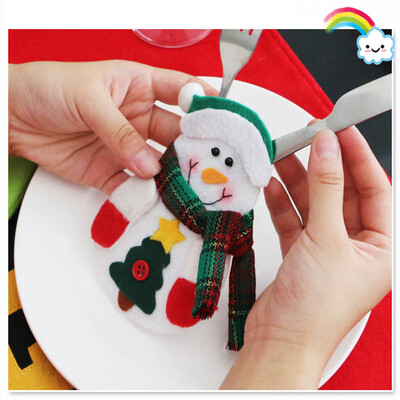 

〖Follure〗Christmas Snowman Santa Claus Dinnerware Cover Xmas Fork Tableware Bag