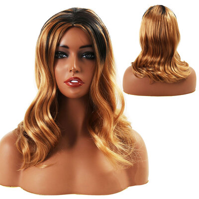 

Womens Blonde Wig Heat Resistant lace front wig Synthetic Side Bangs Short Big Wavy Curly hair Cosplay Hair extension
