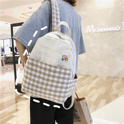 

Ins style schoolbag female Korean version of high school students simple forest department junior high school students plaid doubl
