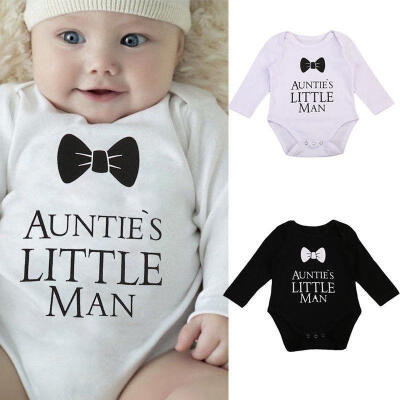 

&quotAuntie&39s little man&quot Nebworn Baby Boy Romper Bodysuit Jumpsuit Clothes Outfits