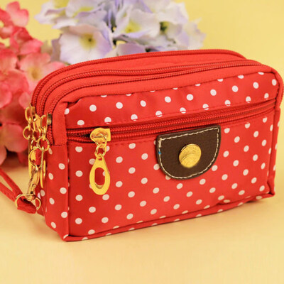 

Fashion Women Round Dot Zipper Handbag Clutches Coin Phone Key Bag Pouch Purse