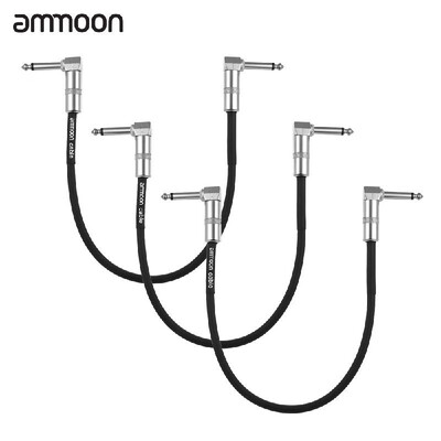 

ammoon 6-Pack Guitar Effect Pedal Instrument Patch Cable 30cm 10ft Long with 14 Inch 635mm Silver Right Angle Plug Black PVC J
