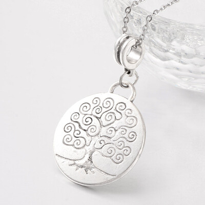 

Tree of Life Tibetan Style Alloy European Dangle Beads Large Hole Pendants Antique Silver 39x23x2mm Hole 5mm
