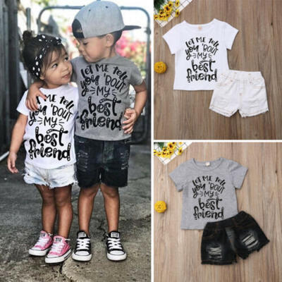 

Casual Baby Boy Girl Clothes Short Sleeve T-shirt TopsJeans Shorts Pants Outfit