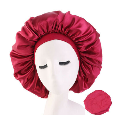 

Large Satin Night Sleep Cap Hair Bonnet Hat Head Cover Wide Band Adjust Elastic