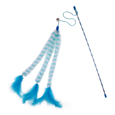 

Funny Pet Cat Toy Cute Design Feather Teaser Wand Rod Pole Cat Plastic Toy