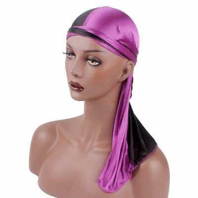 

New Solid Fashion Women Men Silky Durag Head Wrap Cap Summer Bandannas Rag Hat