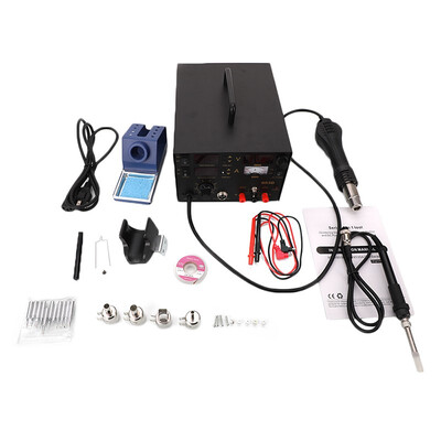 

Ktaxon 3 in 1 853D 1A DC Power Supply SMD BGA Desoldering Rework Solder Station Hot Air Gun Welder Tool Kit with NozzeLs