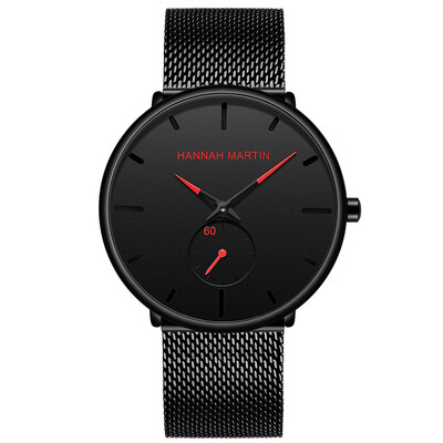 

〖Follure〗High Quality Simple Waterproof Black Stainless Steel Mesh Strap Quartz Watch