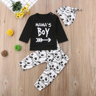 

3Pcs Infant Baby Boys Long Sleeve Cotton T Shirt Top Leggings Outfit Set Clothes