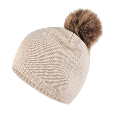 

Tailored Fashion Women Knitting Wool Hemming Hat Solid Keep Warm Winter Hairball Cap