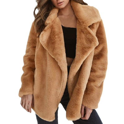 

Toponeto Women Winter Coat Keep Warm Outerwear Loose Big Collar Fur Coat