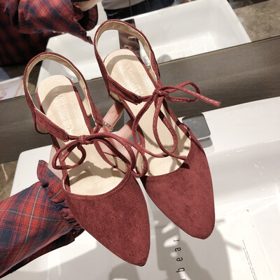 

Small&fresh high-heeled shoes high-heeled shoes white&Roman strap sandal female students in summer black&white