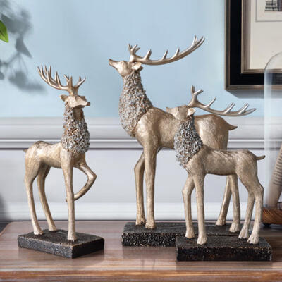 

Greensen 2pcs Resin Crafts Retro Deer Ornaments Tabletop Decoration Elk Ornaments Champagne Gold