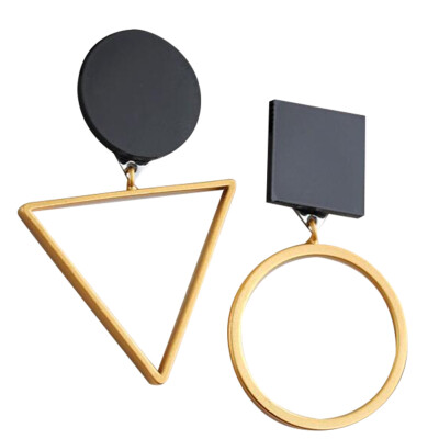 

Brand Punk Earrings Triangle Round Geometric Asymmetric Women Party Jewelry