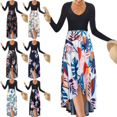 

Womens Boho Floral Long Sleeve Evening Cocktail Party Casual Maxi Long Dress