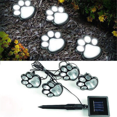 

〖Follure〗Hot 4 Solar Dog Cat Animal Paw Print Lights Garden Outdoor LED Path Lamp Auto On
