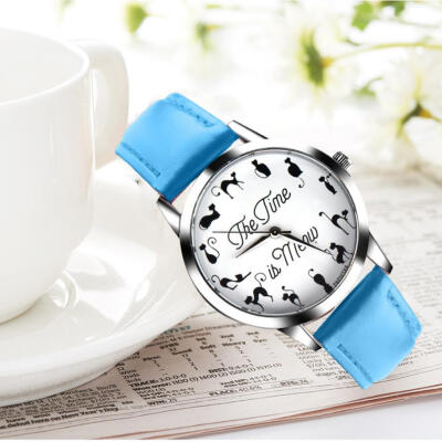 

Women Watches Gift Fashion Cat Pattern Ladies Girls Quartz Wrist Watch Leather Band Clock Reloj Mujer 2018 F