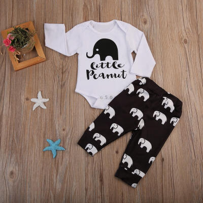 

Newborn Infant Baby Boys Girls Little Peanut Romper Long Pants Outfits Clothes