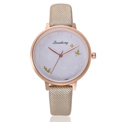 

Korean fashion maple leaf dial ladies watch digital scale quartz watch
