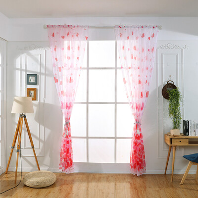 

Toponeto Heart Shaped Curtain Tulle Window Treatment Voile Drape Valance 1 Panel Fabric