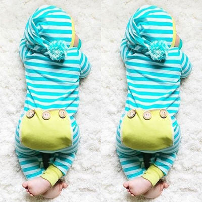 

Newborn Infant Baby Boys Girls Romper Bodysuit Jumpsuit Outfits Striped Clothes