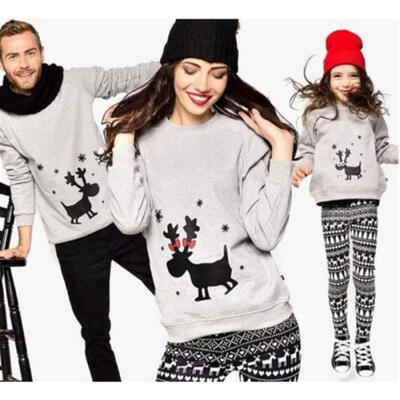 

Kids Mom Dad Family Matching Long Sleeve Family Clothing Warm T-Shirt Homewear Pullover