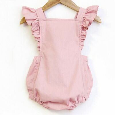 

Newborn Toddler Baby Girl Solid Color Ruffle Romper Bodysuit Jumpsuit Outfit