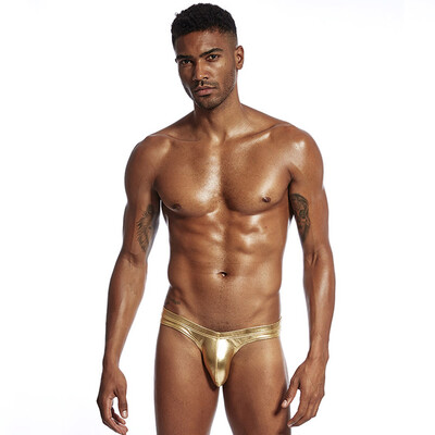 

Tailored Fashion Hot Stamping Patent Leather Imitation Leather Letter Briefs Mens Boxers