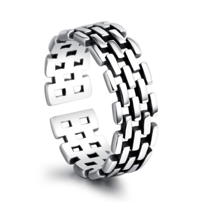 

Square Open Ring Ring Strand Woven Patterns Skein Retro Brick Bracelet Plain Silver Ring