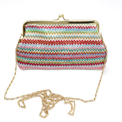 

Ladies Knitting Rainbow Pattern Wallet Shoulder Bag Handbag for women2018 fashion casual shoulder bags August16
