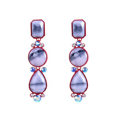 

New Mode Style Hot Sale Precious Stone Earrings For Women Trendy Vintage Geometric Statement Drop Earrings Wholesale Gift