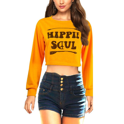 

Women Autumn Winter Letter Printed Hooded Short Sweater Exposed Navel Long Sleeve Blouse Slim Sexy Tops