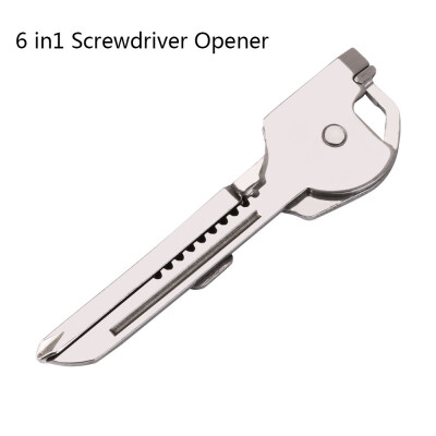 

〖Follure〗6 in1 Utili-Key Keychain Keyring Multi Tool Stainless EDC Screwdriver Opener