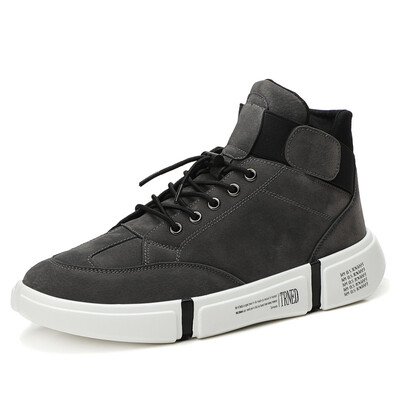 

British casual shoes mens high to help increase soft bottom breathable pig leather face tide shoes student fashion Korean version of the old shoes