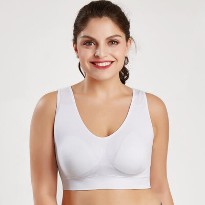 

3XL Plus Size Women Lingerie Bra Padded Solid Color Wire Free Gathered Sports Underwear Breathable Sleep Bra